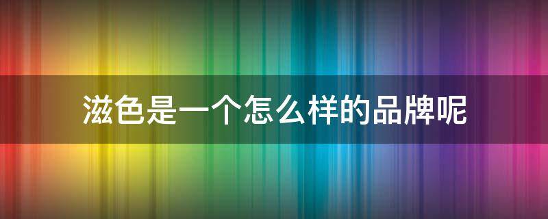 滋色是一个怎么样的品牌呢（滋色是正规品牌么）