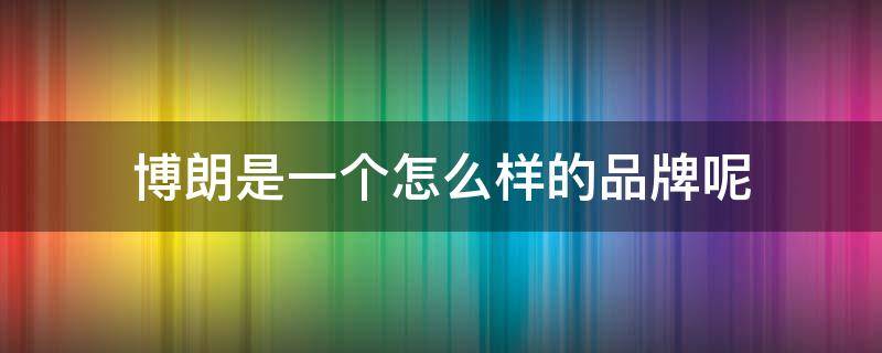 博朗是一个怎么样的品牌呢 博朗是一个怎么样的品牌呢英文
