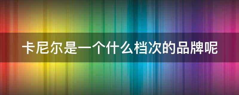 卡尼尔是一个什么档次的品牌呢 卡尼尔是一个什么档次的品牌呢图片