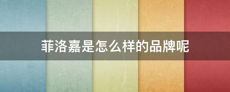 菲洛嘉是怎么样的品牌呢 菲洛嘉怎么样,菲洛嘉好用吗