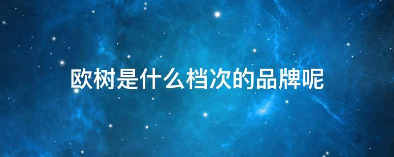 欧树是什么档次的品牌呢（欧树这个牌子算什么档次）