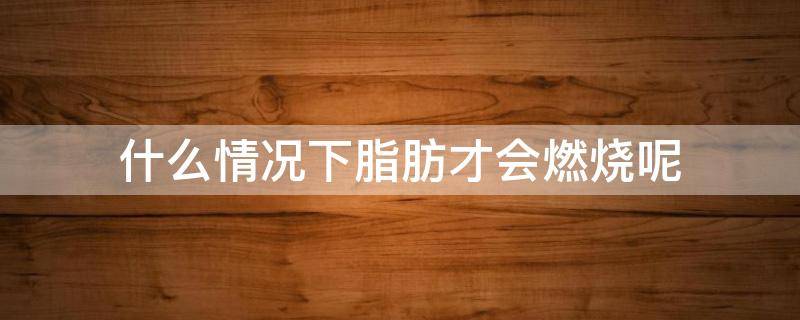 什么情况下脂肪才会燃烧呢 什么情况下脂肪才会燃烧呢图片