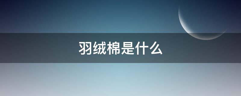 羽绒棉是什么（羽绒棉是什么意思）