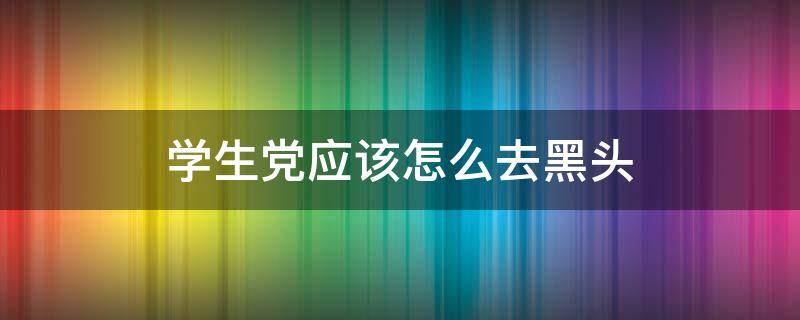 学生党应该怎么去黑头（学生党怎么去黑头12岁）