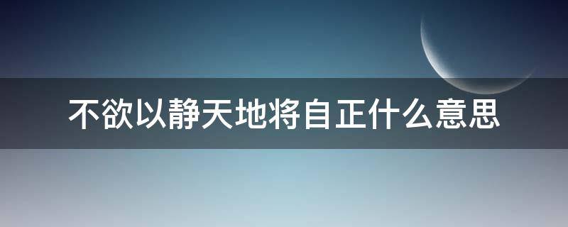 不欲以静天地将自正什么意思 不欲以静 天地将自正