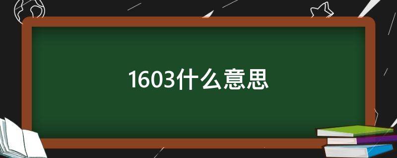1603什么意思 1603什么意思网络用语