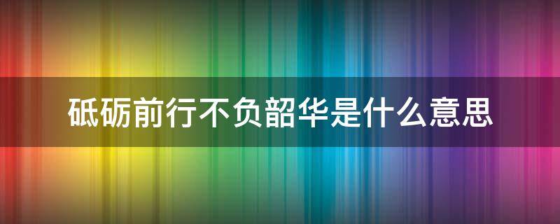 砥砺前行不负韶华是什么意思（砥砺前行不负韶华出自哪里）
