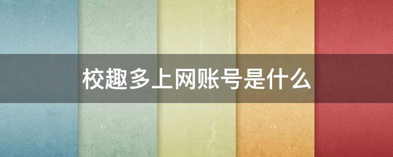 校趣多上网账号是什么 校趣多的上网账号是啥