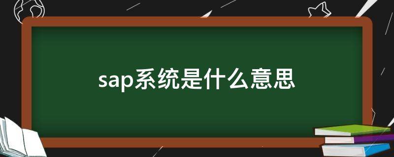 sap系统是什么意思（sap全称是什么意思）