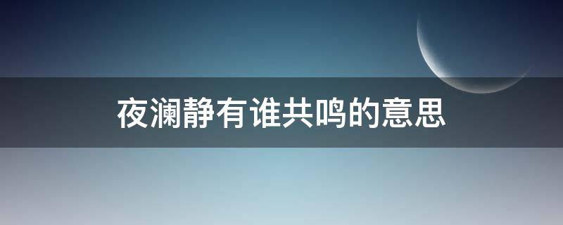 夜澜静有谁共鸣的意思 夜阑静有谁共鸣是什么意思