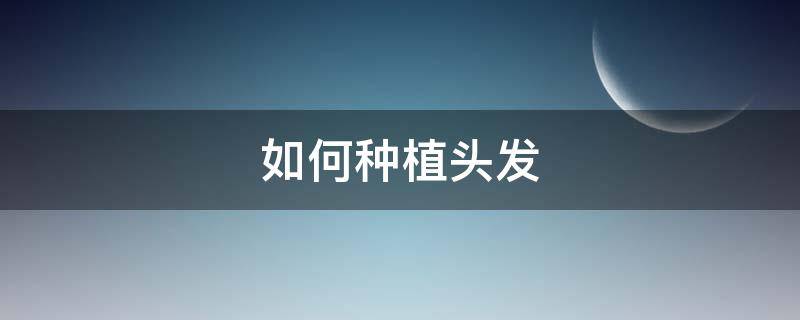 如何种植头发（如何种植头发视频）