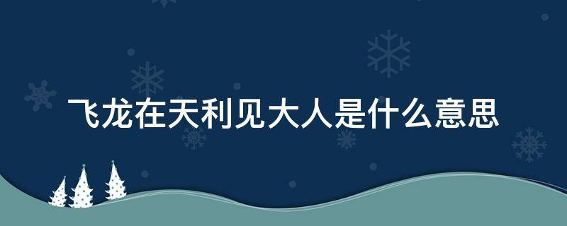 飞龙在天利见大人是什么意思 飞龙在天利见大人,后面是什么