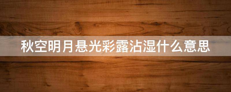 秋空明月悬光彩露沾湿什么意思 秋空明月悬光彩露沾湿是哪位诗人的佳作