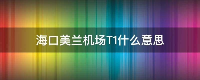 海口美兰机场T1什么意思 美兰机场t1t2区别