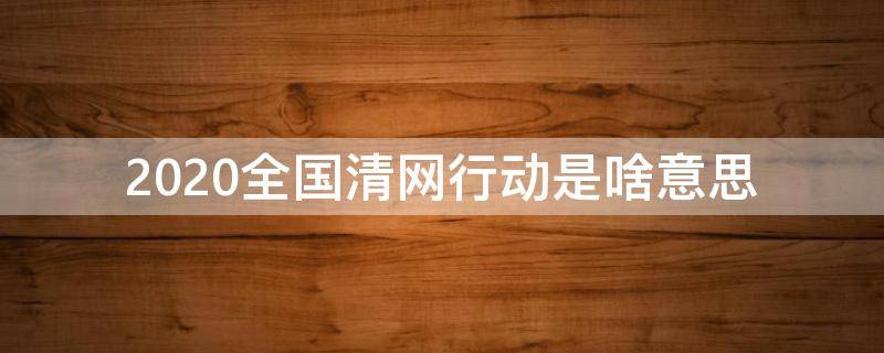 2020全国清网行动是啥意思 全国清网行动什么时候结束