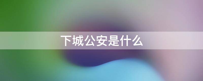 下城公安是什么 下城公安是什么级别单位