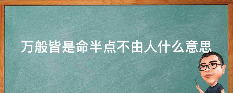 万般皆是命半点不由人什么意思 命里有时终须有,命里无时莫强求