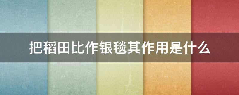 把稻田比作银毯其作用是什么（把稻田比作银毯其作用是什么呢）