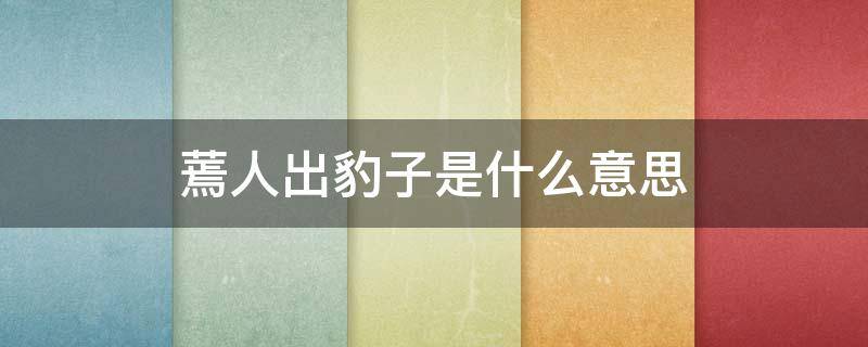 蔫人出豹子是什么意思