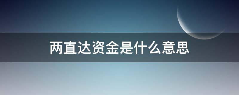 两直达资金是什么意思（两直达资金是指什么）