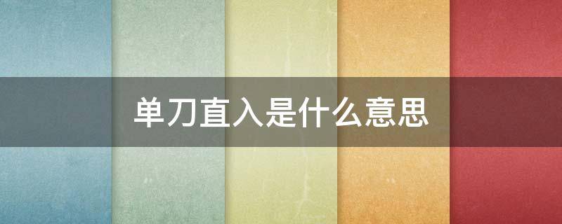 单刀直入是什么意思 单刀直入是什么意思解释一下