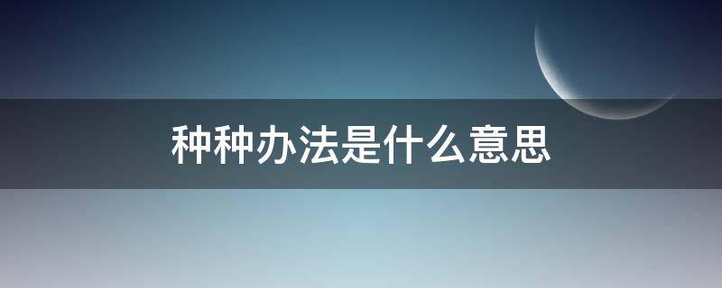 种种办法是什么意思（种种办法的拼音）