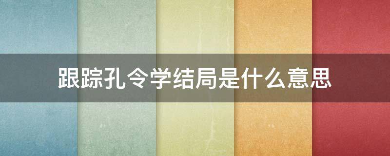 跟踪孔令学结局是什么意思 跟踪孔令学小说中结局是什么