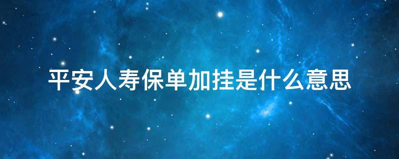 平安人寿保单加挂是什么意思（平安人寿保单加挂是什么意思呀）