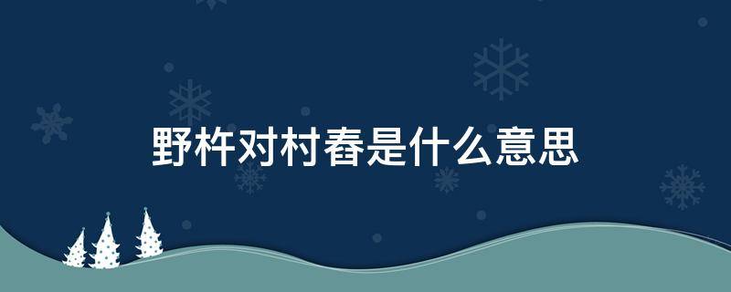 野杵对村舂是什么意思（野杵对村舂怎么念）