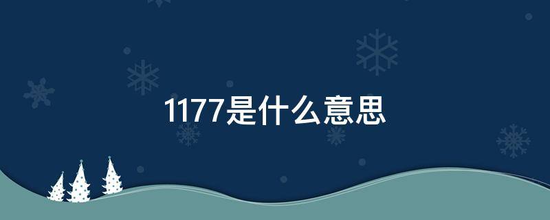 1177是什么意思（1177是什么意思?）