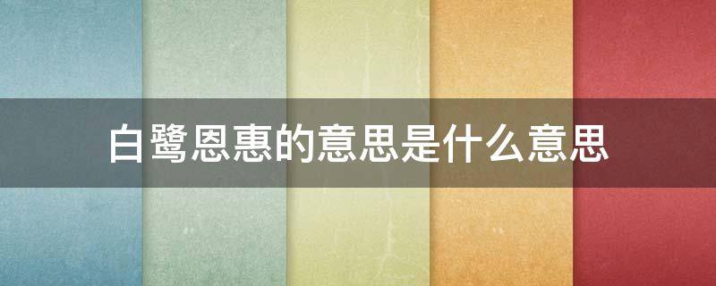 白鹭恩惠的意思是什么意思 白鹭恩惠的意思是什么意思呀