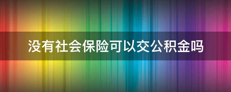 没有社会保险可以交公积金吗（没有社保可以交住房公积金吗）