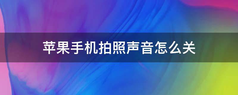 苹果手机拍照声音怎么关 苹果手机拍照声音怎么关闭