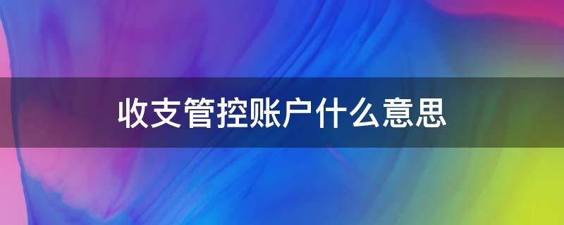 收支管控账户什么意思（收支管控账户啥意思）