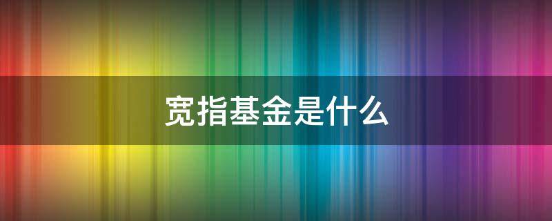 宽指基金是什么（宽指基金是什么东西）