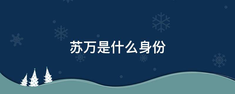 苏万是什么身份（苏万的结局是什么）
