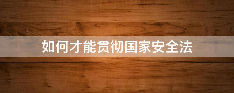 如何才能贯彻国家安全法（如何才能贯彻国家安全法理念）