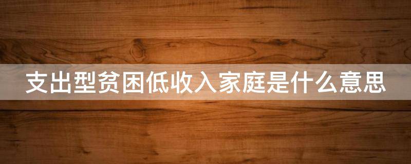支出型贫困低收入家庭是什么意思（支出型困难城镇低收入对象家庭子女是什么意思）
