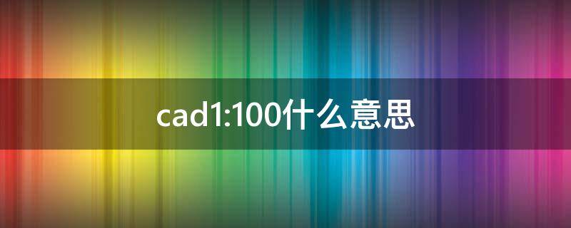 cad1:100什么意思（cad 1:100什么意思）