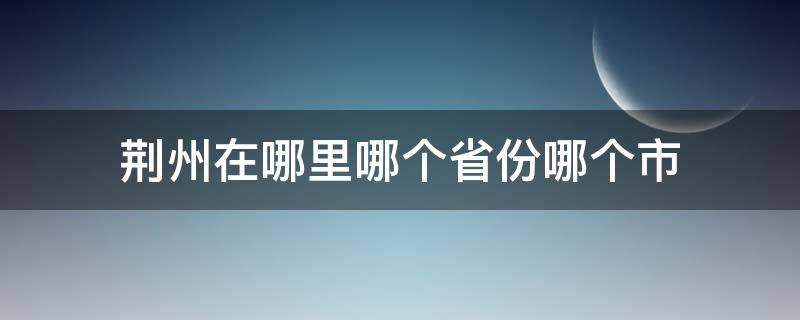 荆州在哪里哪个省份哪个市（荆州在哪里是哪个市）