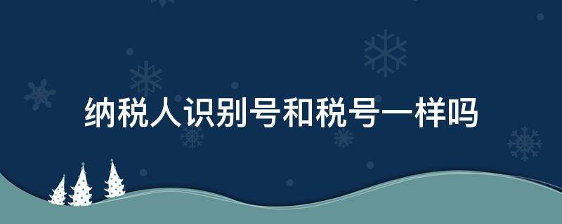 纳税人识别号和税号一样吗（纳税人识别号和税号一样吗怎么改）