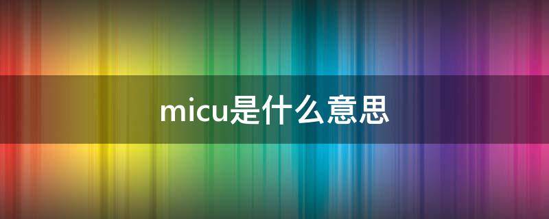 micu是什么意思 micu是什么意思 医学
