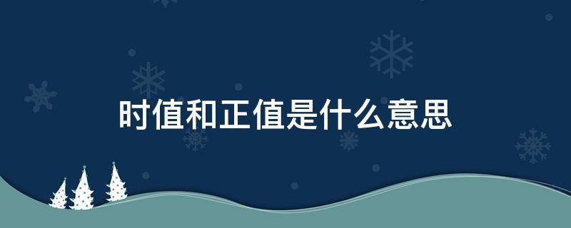 时值和正值是什么意思 时值 正值