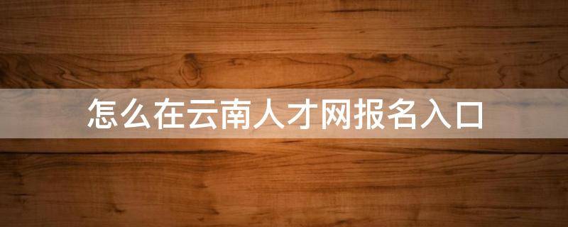 怎么在云南人才网报名入口 云南人才网网上报名入口
