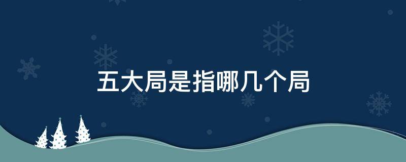 五大局是指哪几个局 建国后五大局是指哪几个局