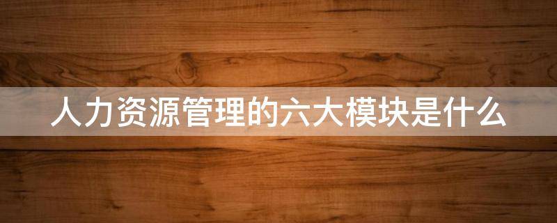 人力资源管理的六大模块是什么 人力资源管理的六大模块包括哪些