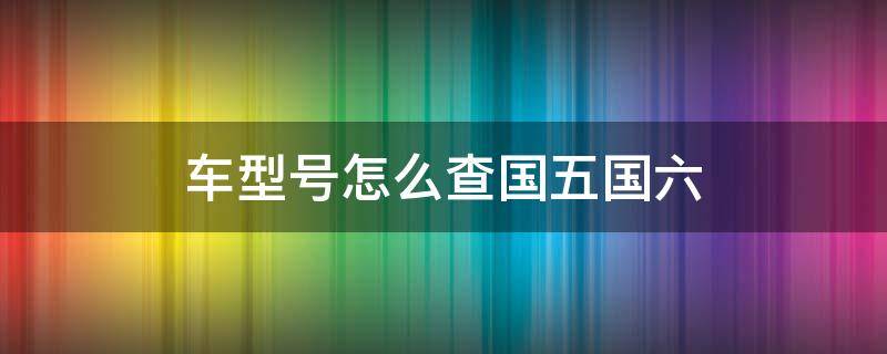 车型号怎么查国五国六（汽车怎么查国5国6）