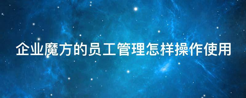 企业魔方的员工管理怎样操作使用 企力魔方