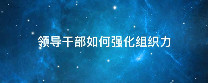 领导干部如何强化组织力 强化组织领导新提法