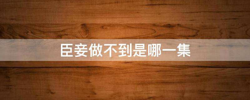 臣妾做不到是哪一集（臣妾做不到是哪一集台词）